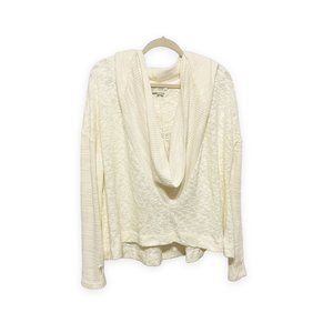 Saturday Sunday Anthropologie Cream Drape Front Hooded Sweater EUC